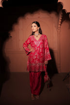 Crimson Red Brocade Co-ord Set
