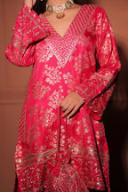Crimson Red Brocade Co-ord Set