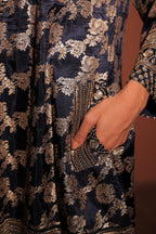 Navy Blue Brocade Co-ord Set