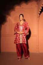 Ruby Red Brocade Co-ord Set