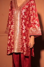 Ruby Red Brocade Co-ord Set