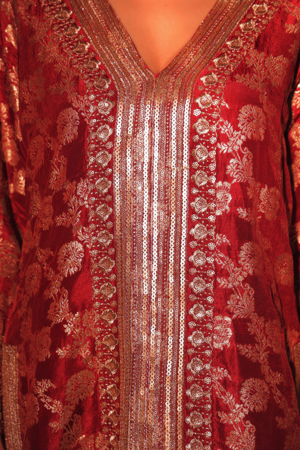 Ruby Red Brocade Co-ord Set