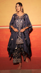Midnight Black Brocade Kaftan Set