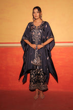Midnight Black Brocade Kaftan Set
