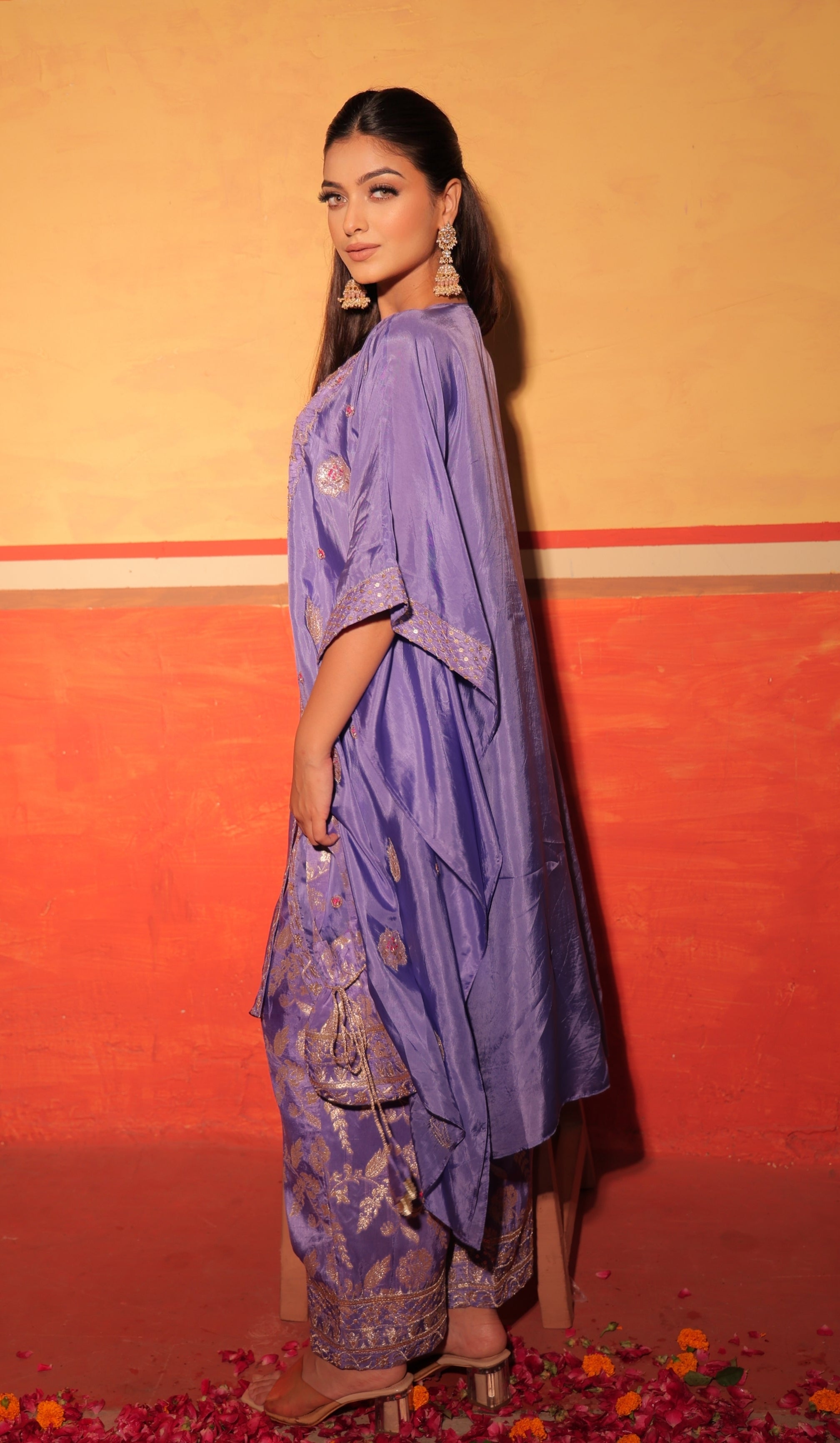Lavender Brocade Kaftan Set