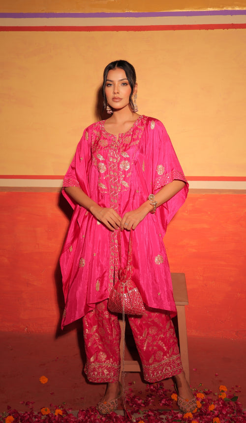 Fuchsia Brocade Kaftan Set