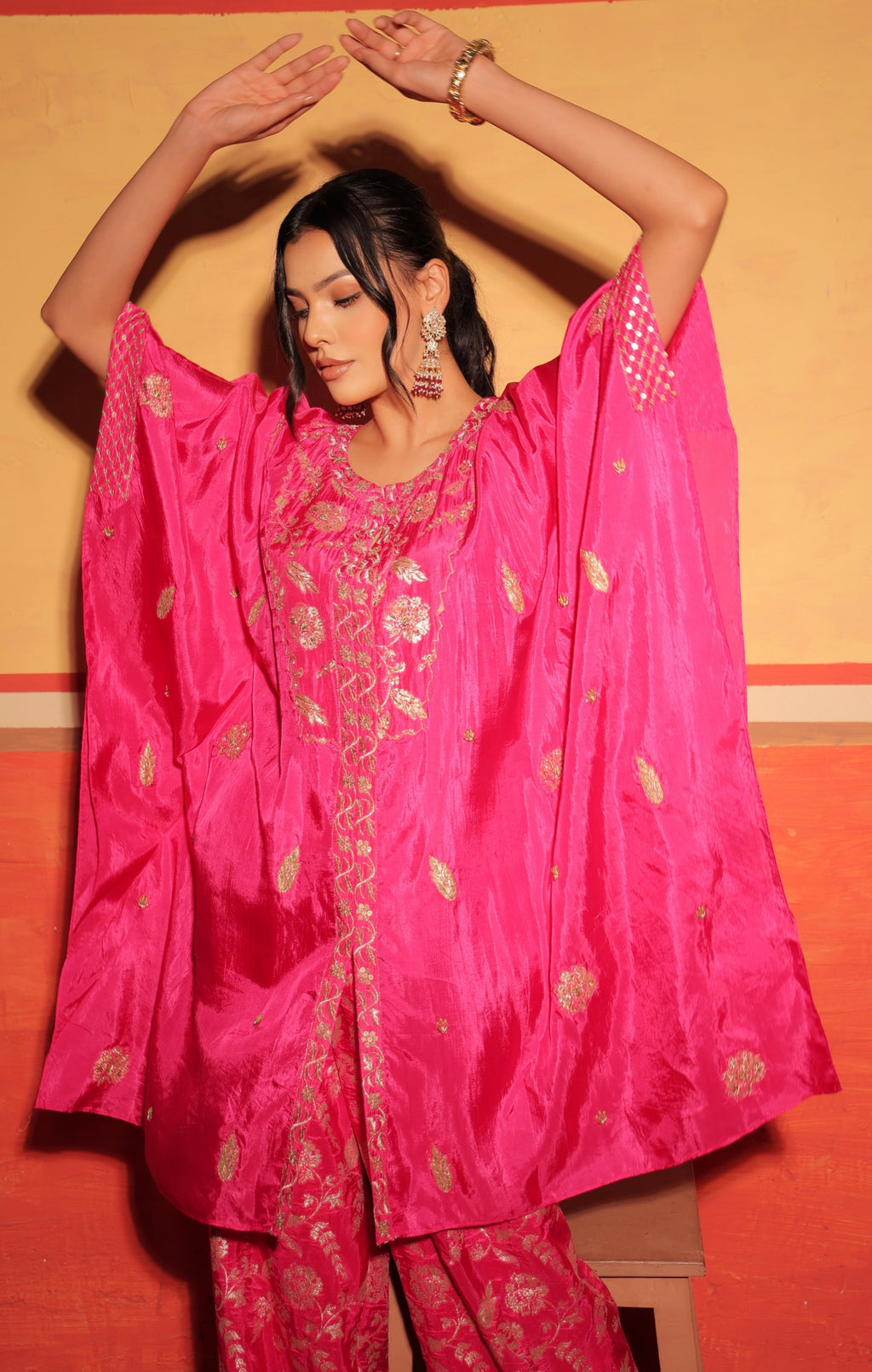 Fuchsia Brocade Kaftan Set