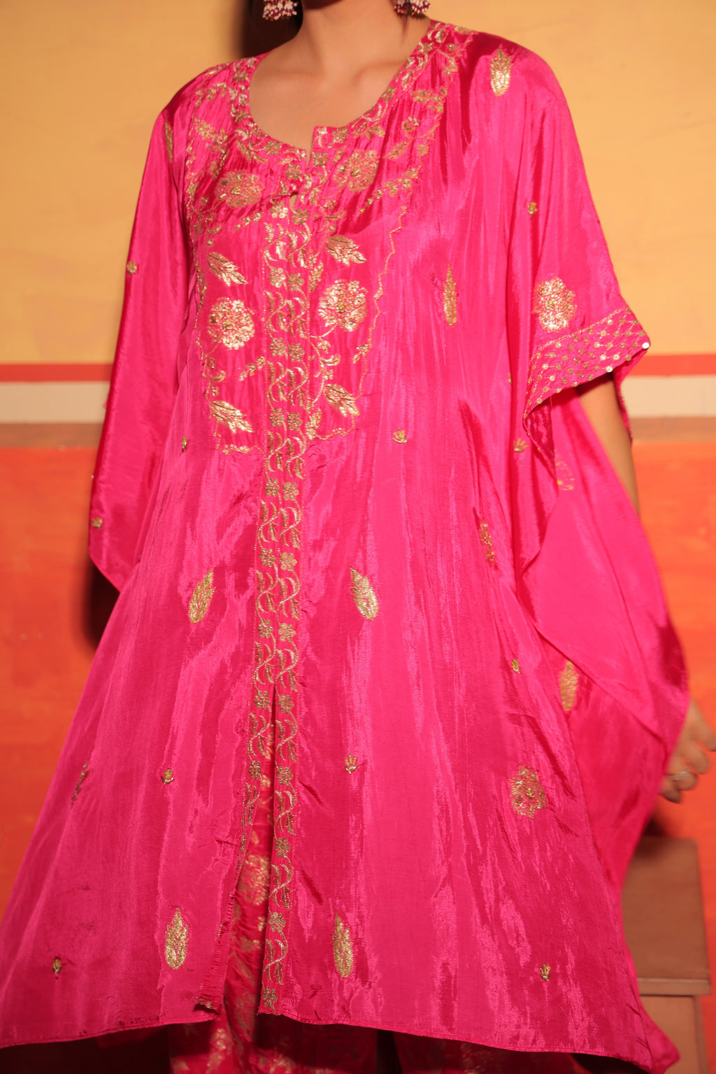 Fuchsia Brocade Kaftan Set