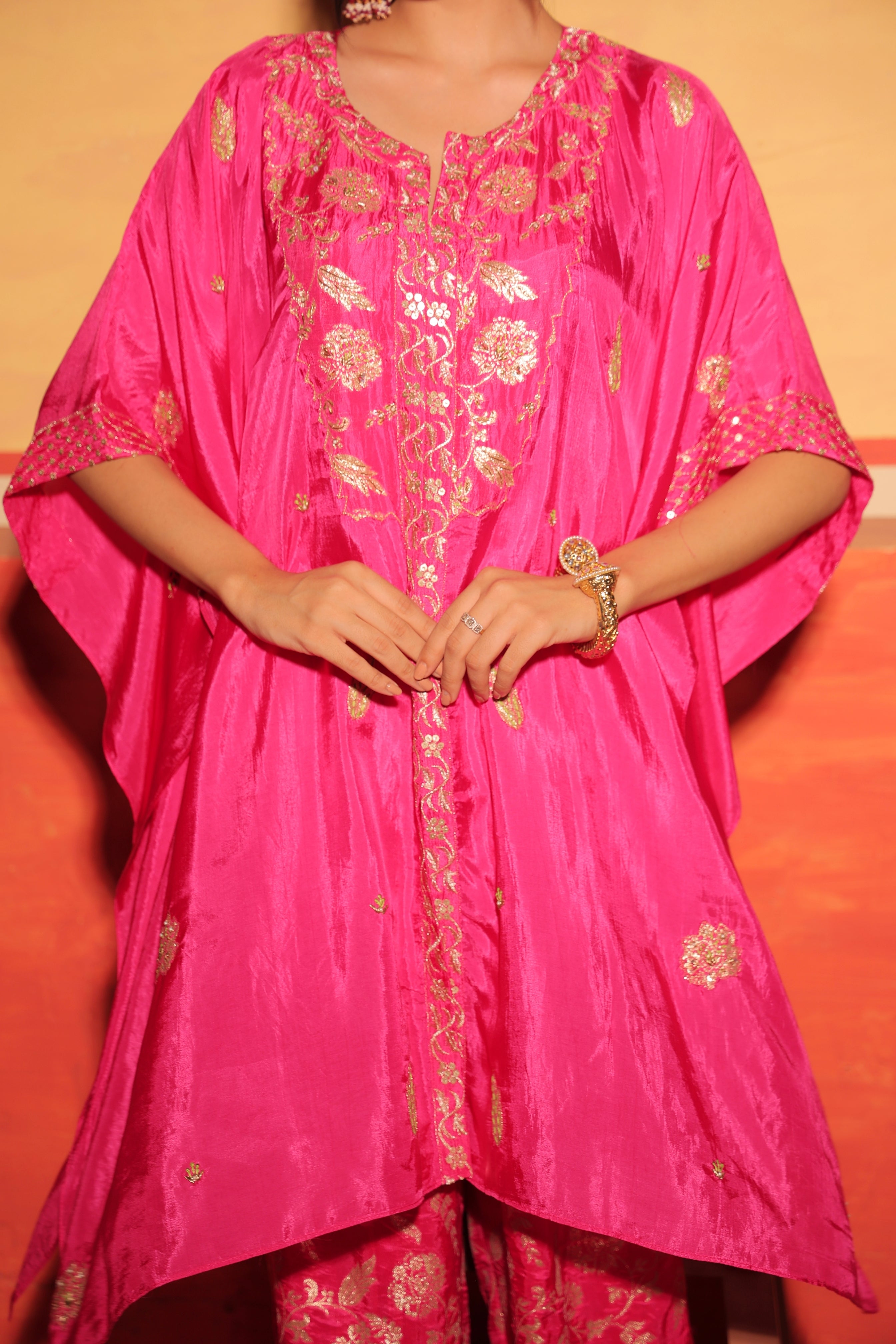 Fuchsia Brocade Kaftan Set