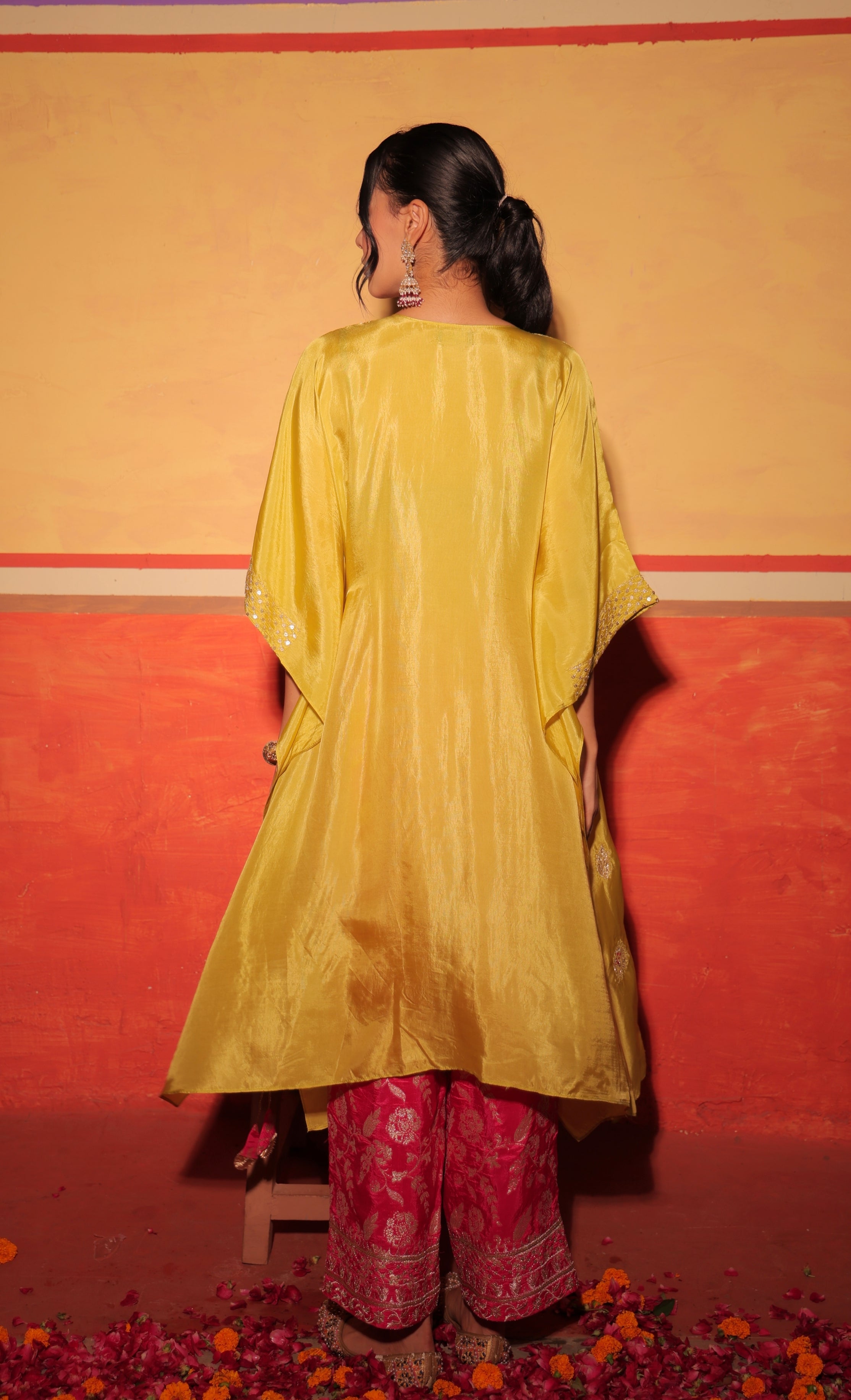 Fuchsia Brocade Kaftan Set