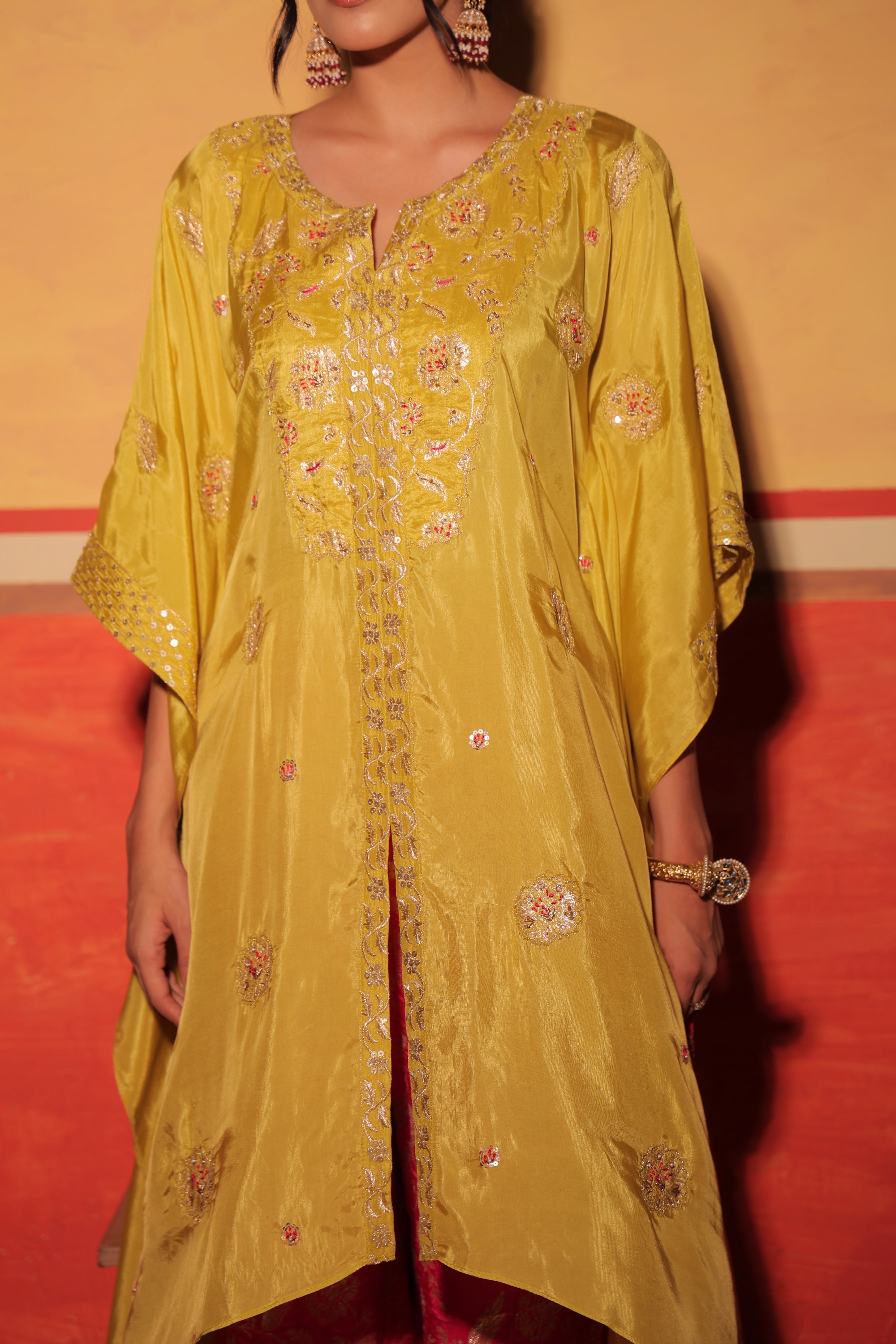 Fuchsia Brocade Kaftan Set