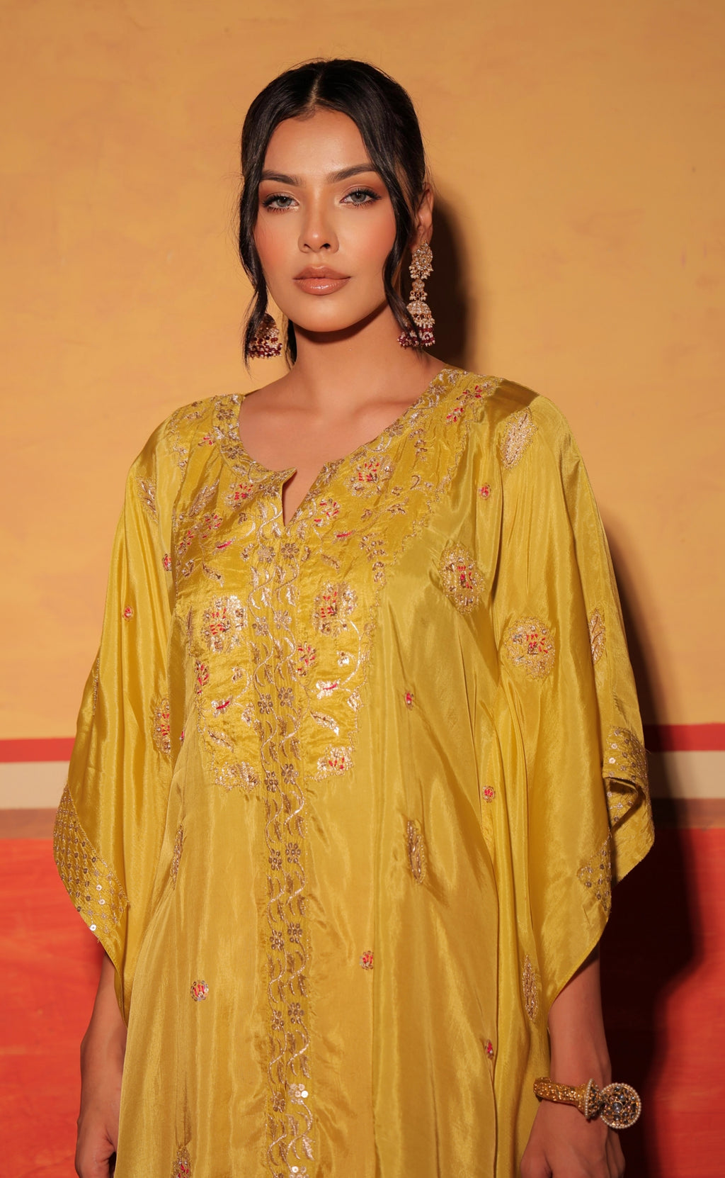 Fuchsia Brocade Kaftan Set