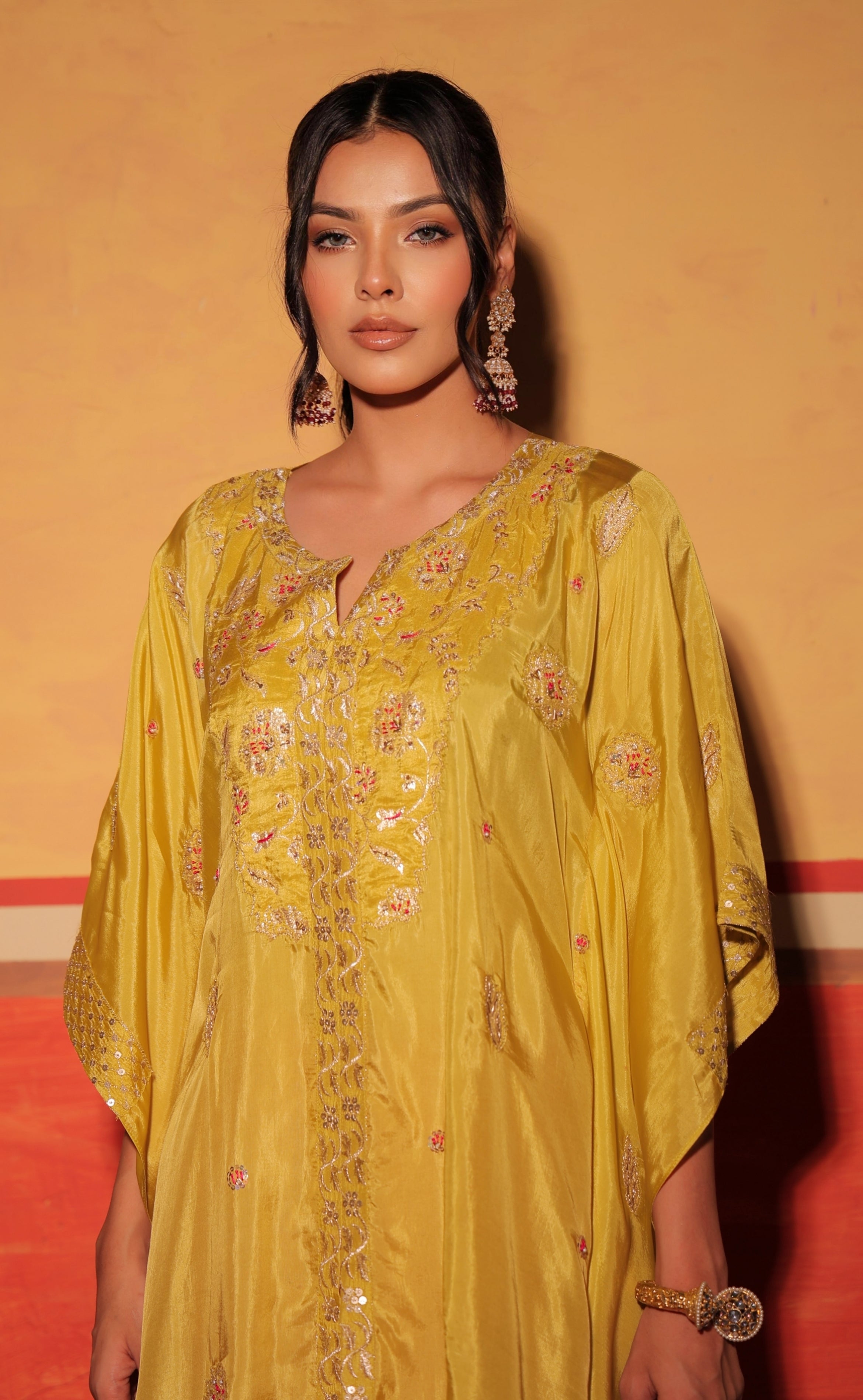 Fuchsia Brocade Kaftan Set