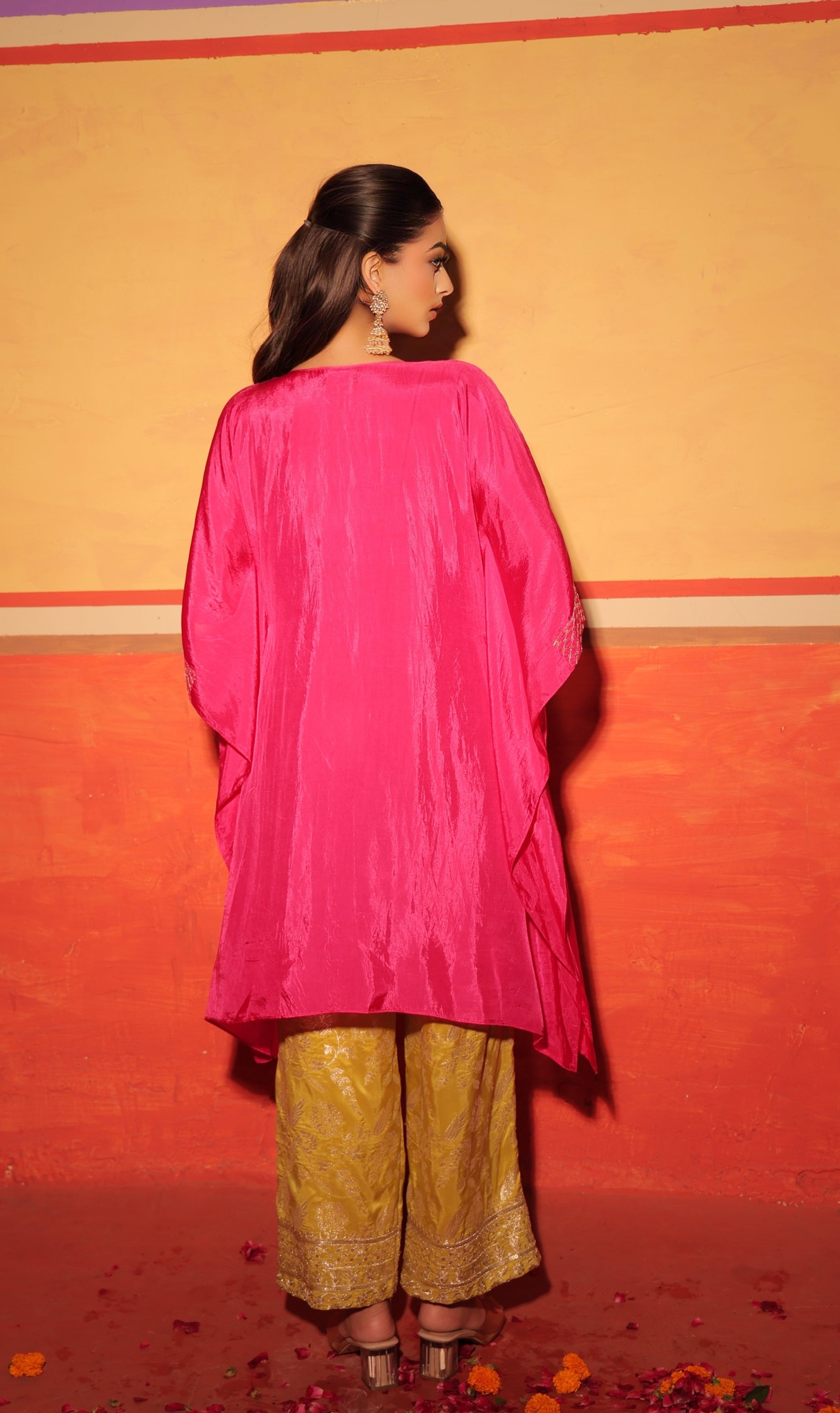 Fuchsia Brocade Kaftan Set