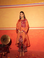 Rust Orange Brocade Kaftan Set