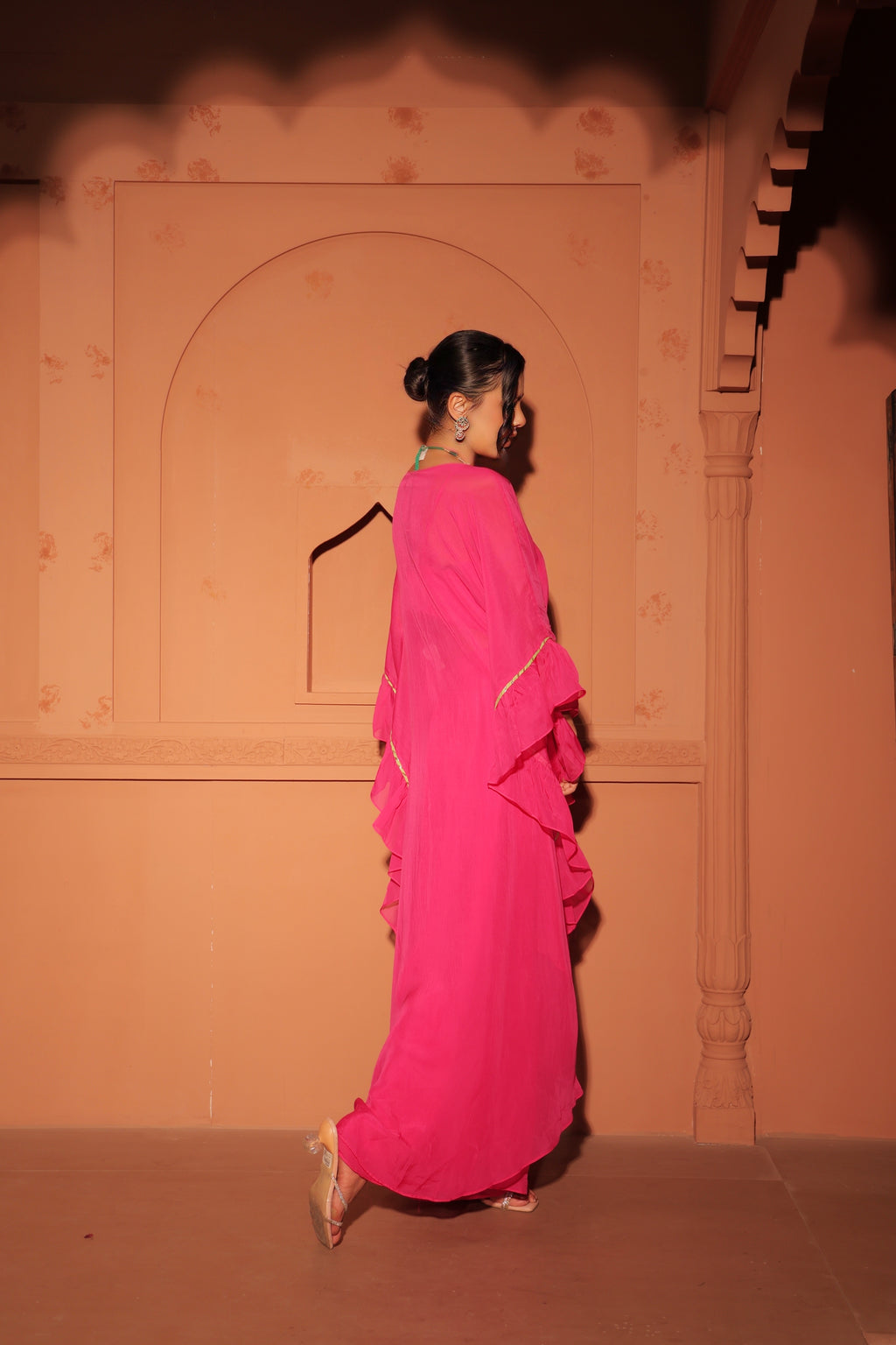 Rani Pink Draped Kaftan Set
