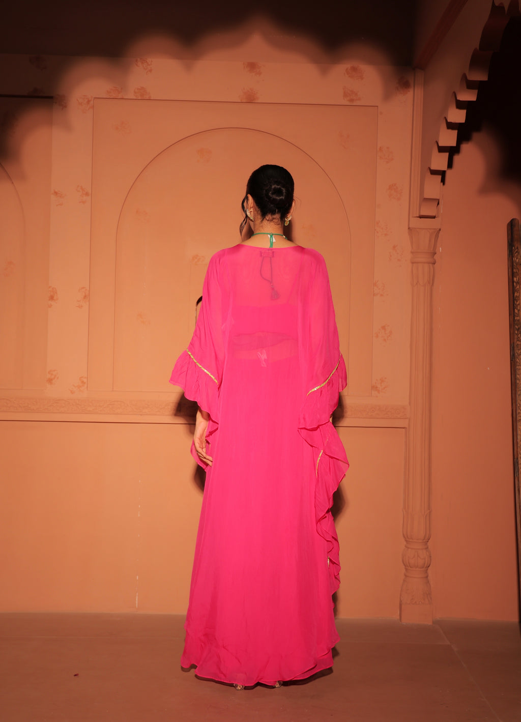 Rani Pink Draped Kaftan Set