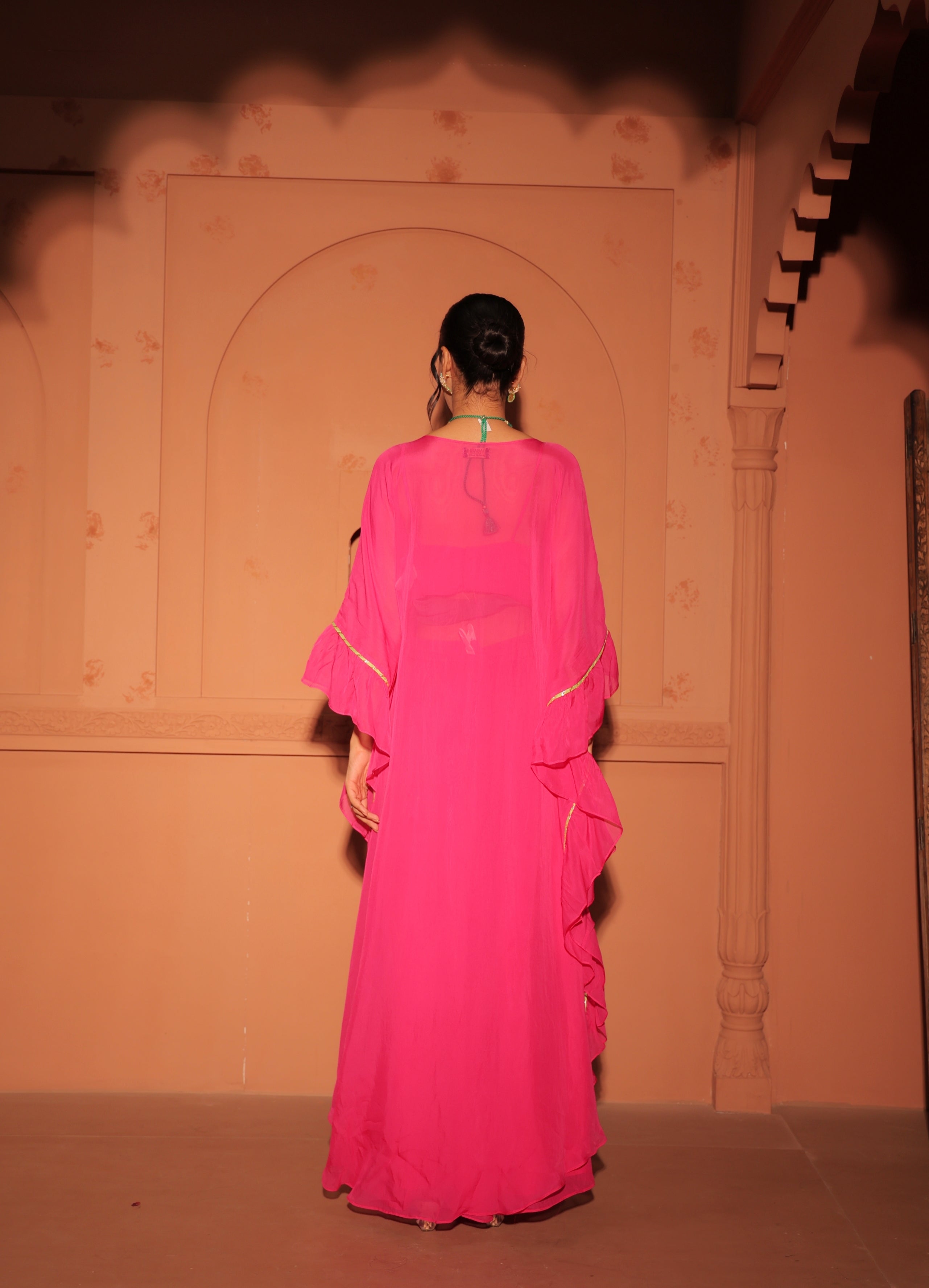 Rani Pink Draped Kaftan Set