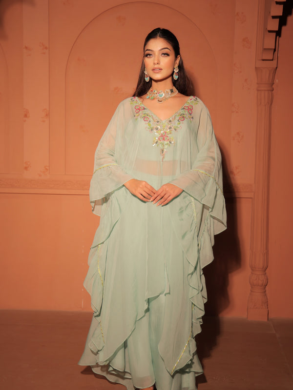 Mint Green Layered Kaftan Set