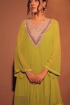 Lime Green Embroidered Kaftan Set
