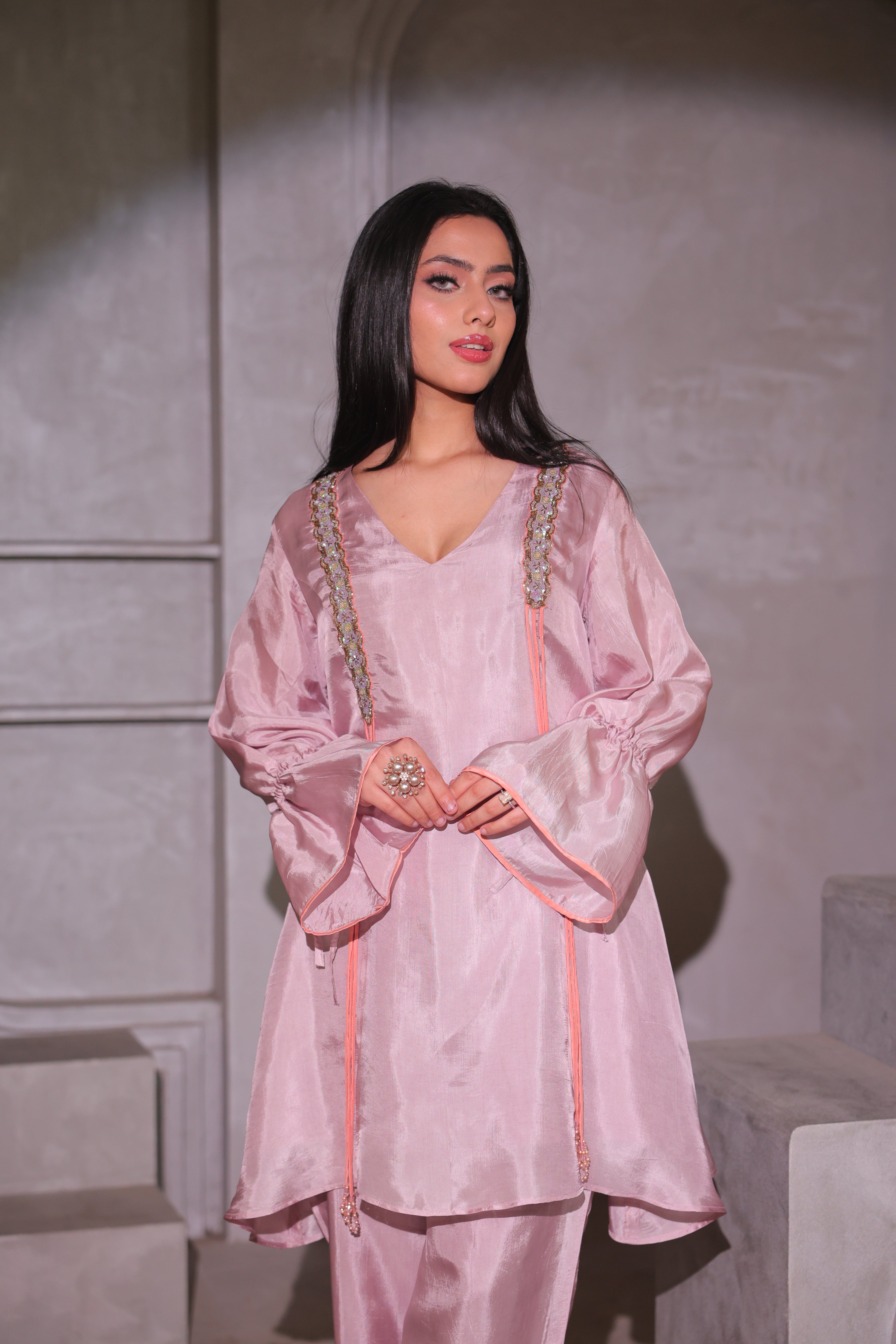 Blush Pink Sheen Co-ord Set
