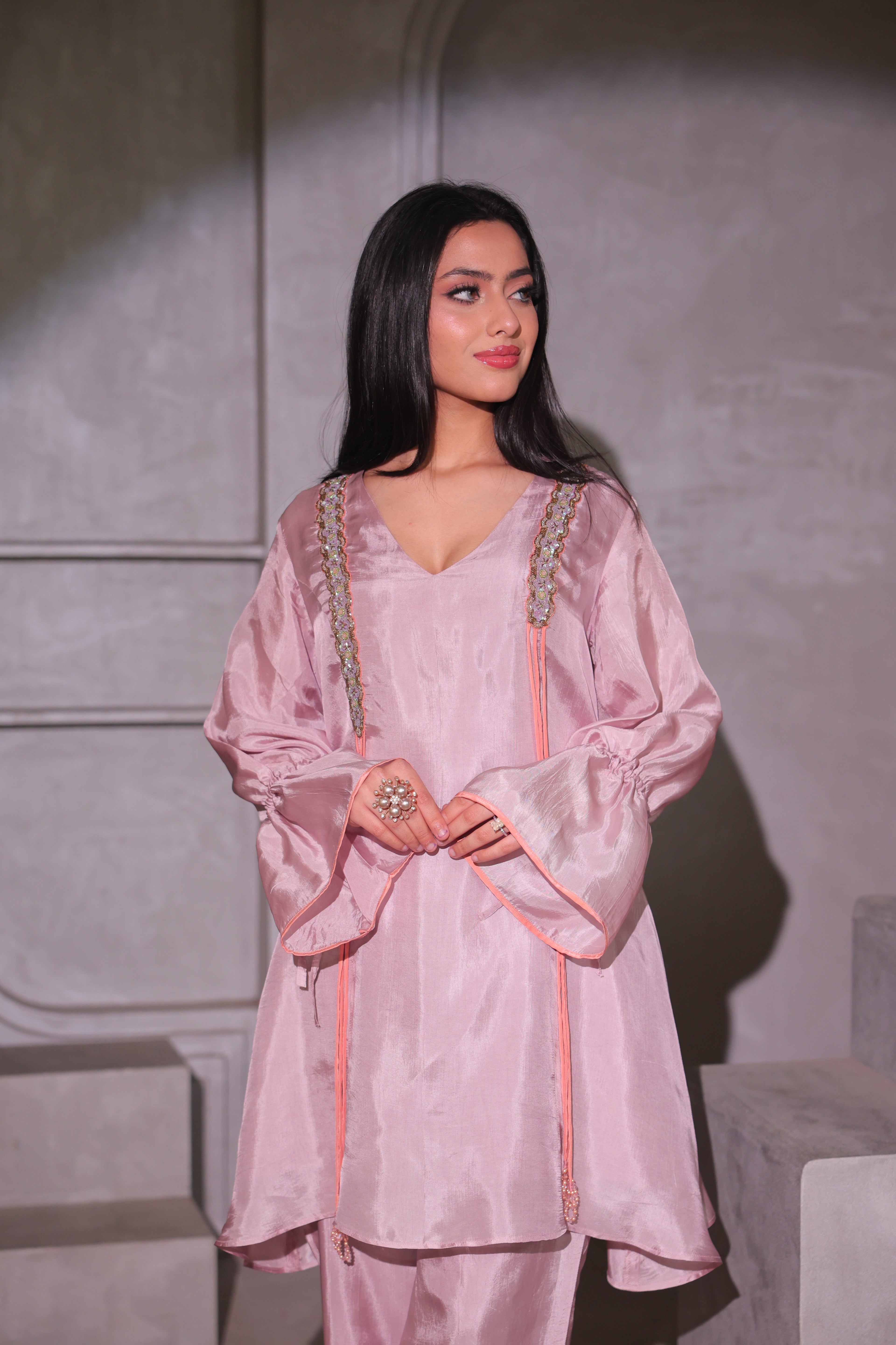 Blush Pink Sheen Co-ord Set
