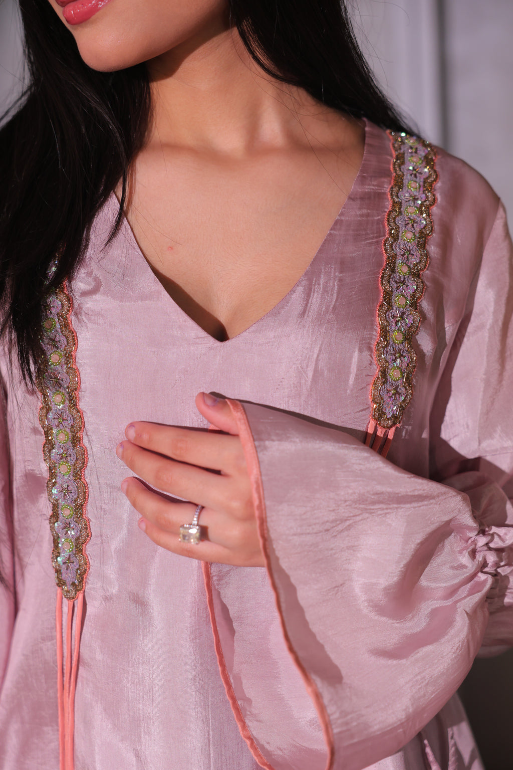 Blush Pink Sheen Co-ord Set