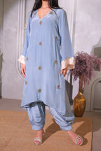 Powder Blue Embroidered Kaftan Set