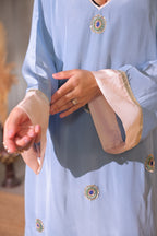 Powder Blue Embroidered Kaftan Set