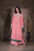 Peach Panelled Kurta Set