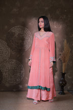 Peach Panelled Kurta Set