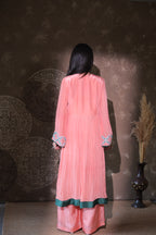 Peach Panelled Kurta Set