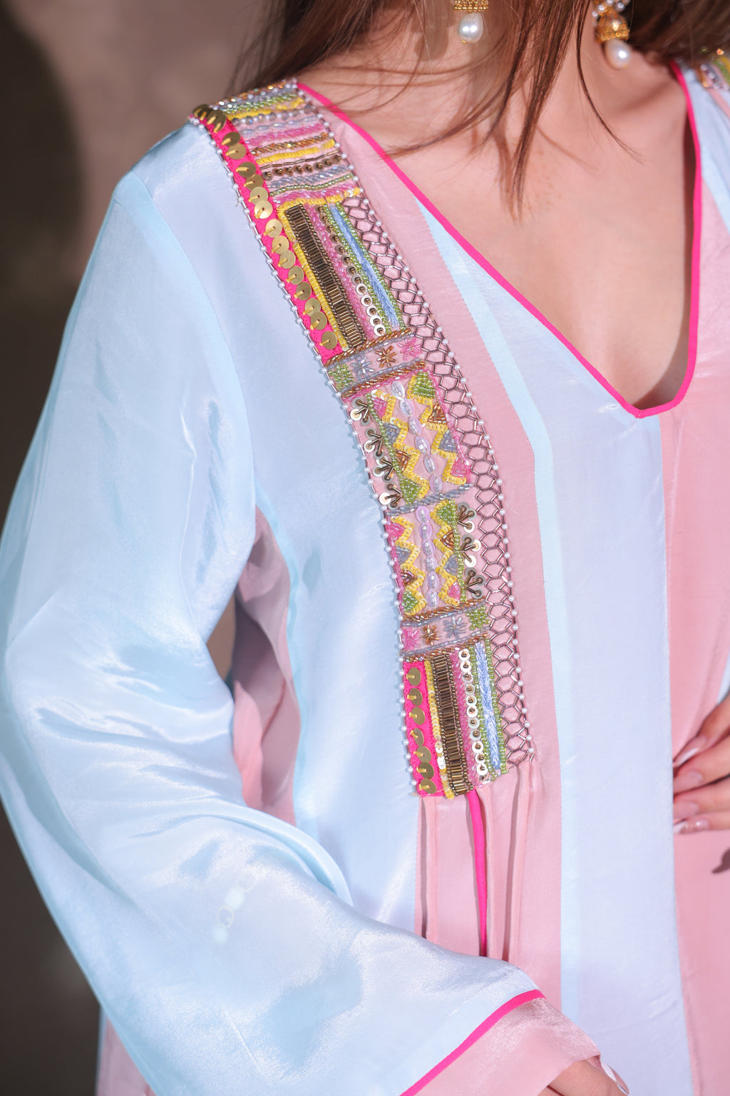 Pastel Stripe Kaftan Set