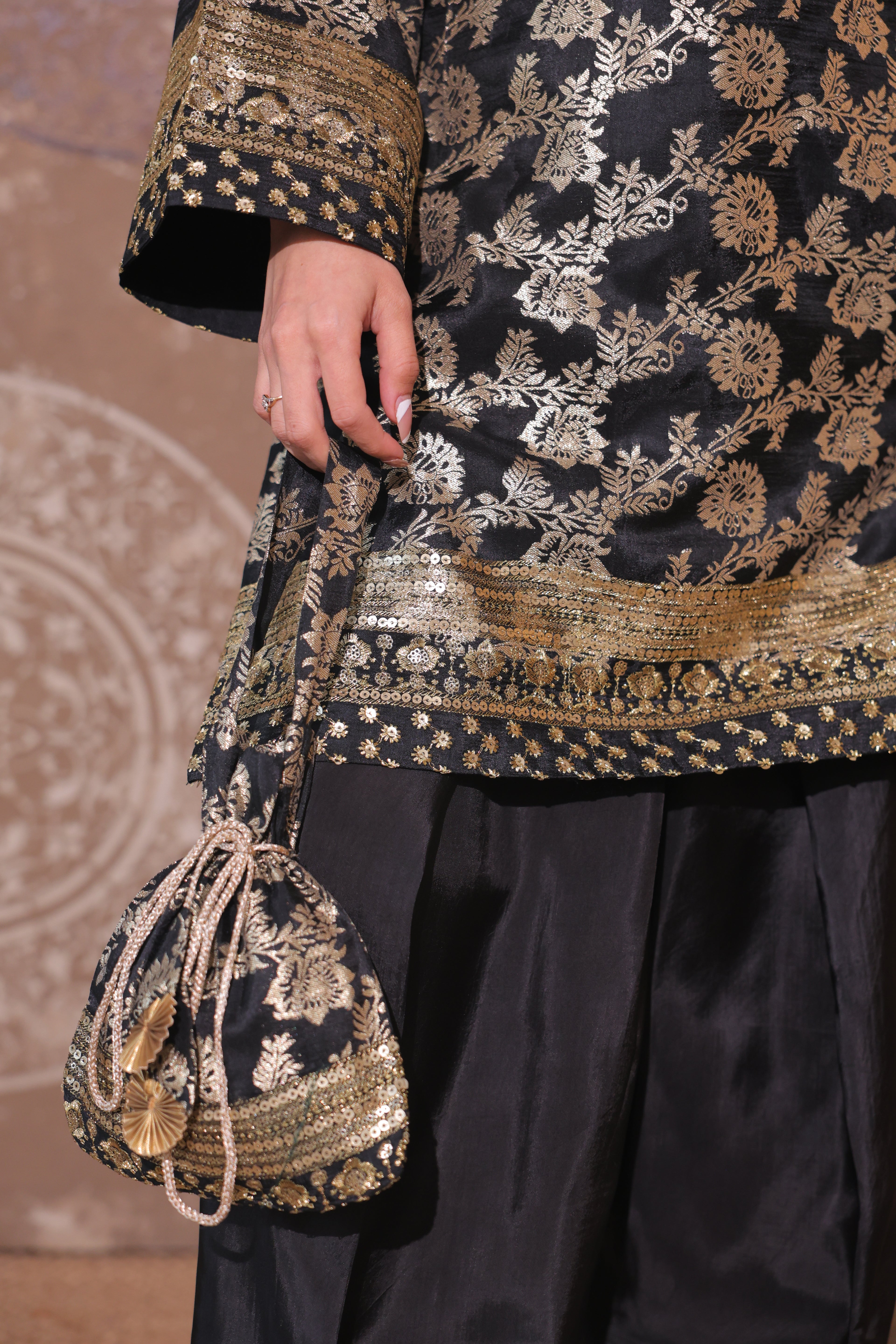 Classic Black Brocade Co-ord Set