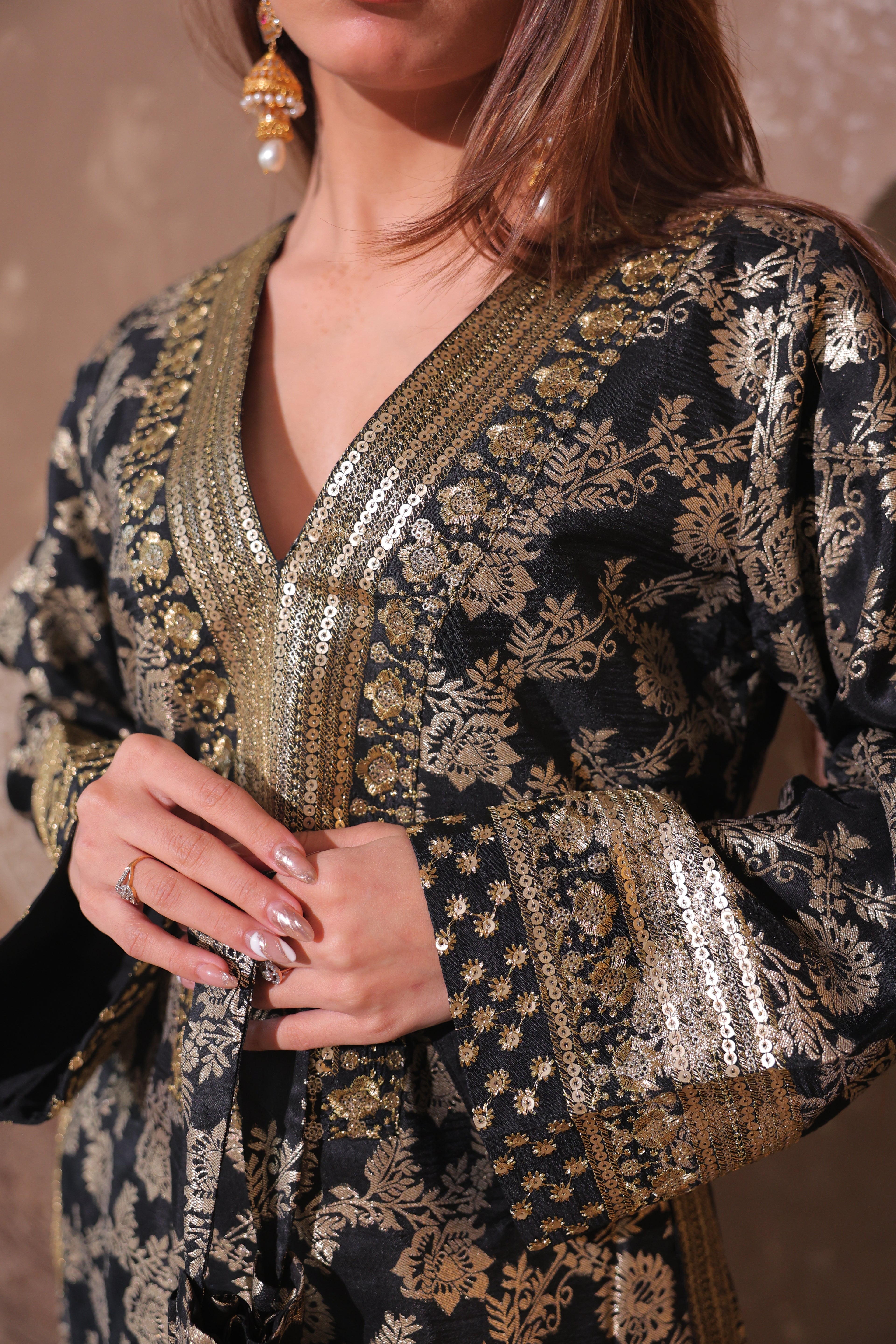 Classic Black Brocade Co-ord Set
