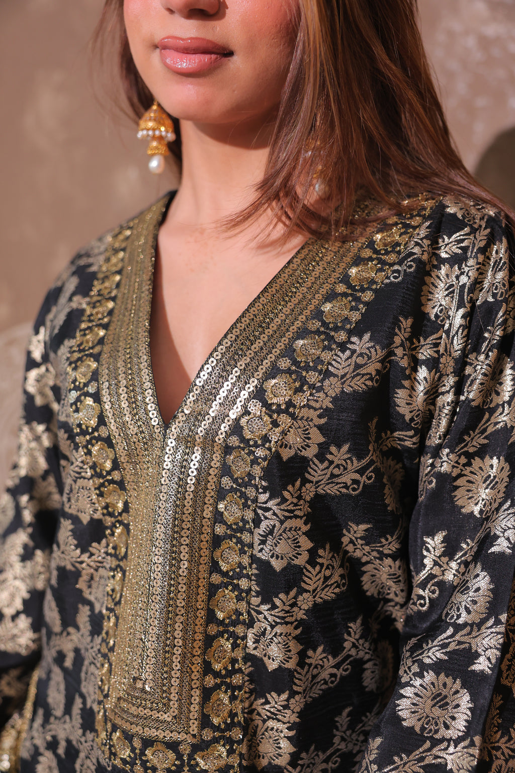 Classic Black Brocade Co-ord Set