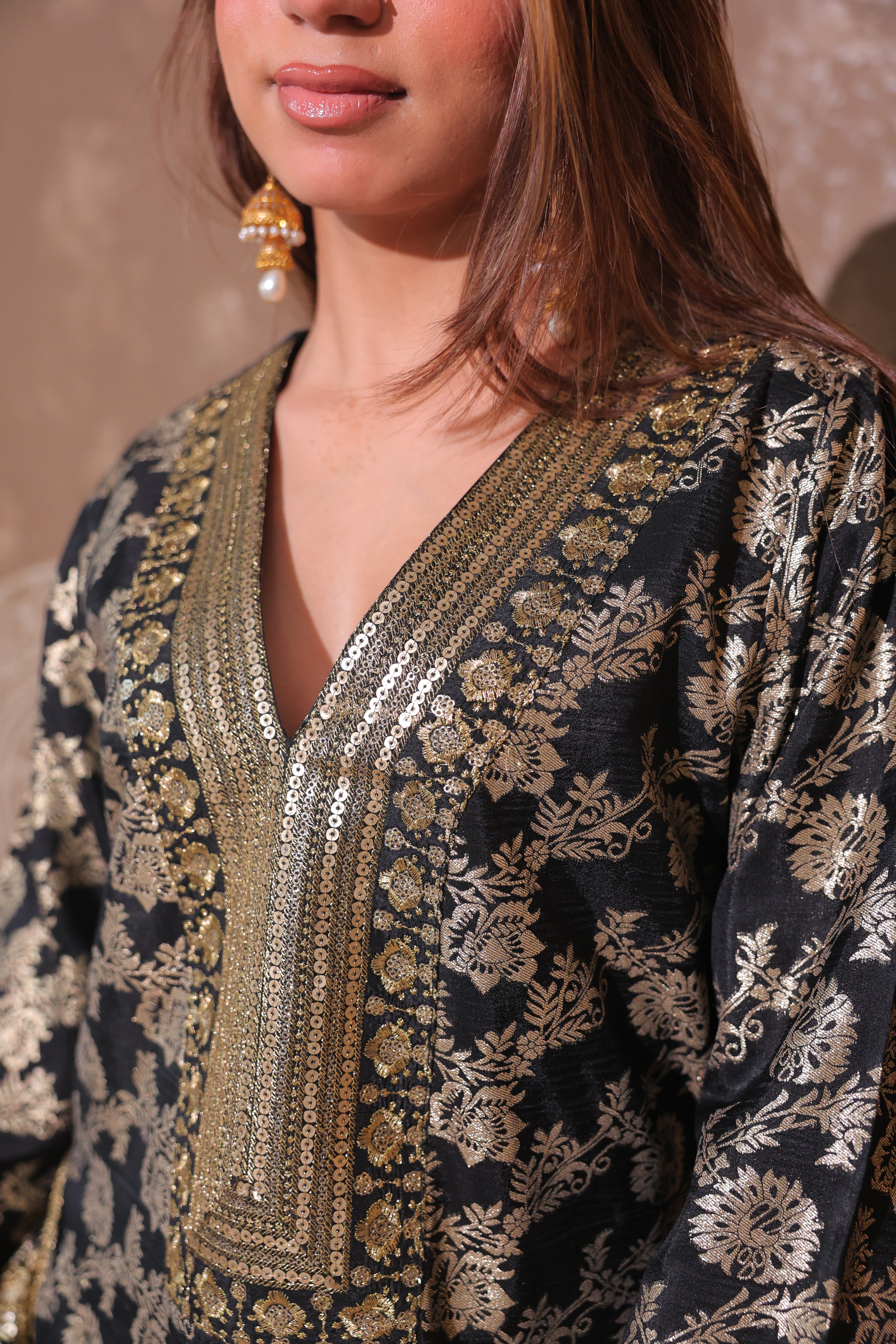 Classic Black Brocade Co-ord Set