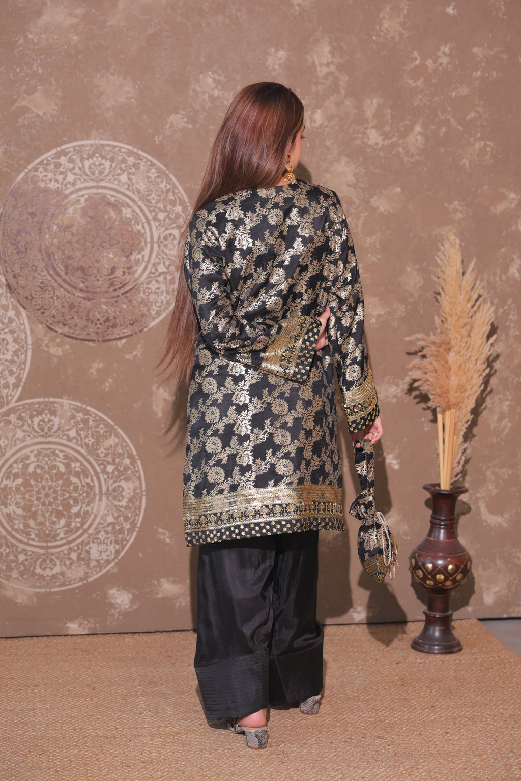 Classic Black Brocade Co-ord Set