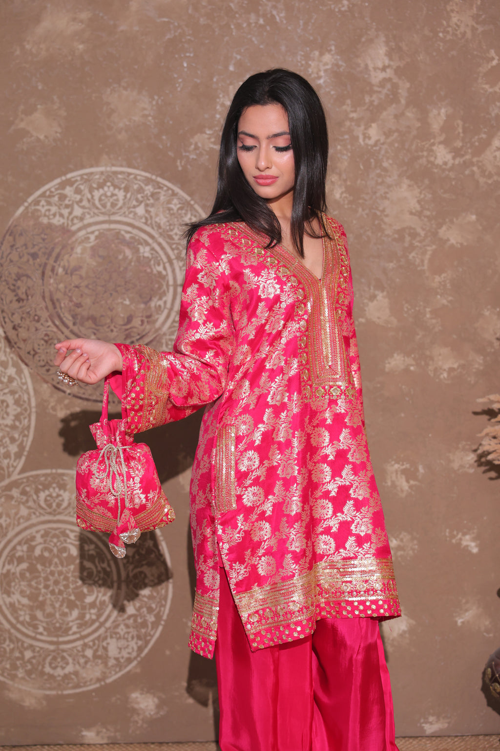 Rani Pink Brocade Co-ord Set