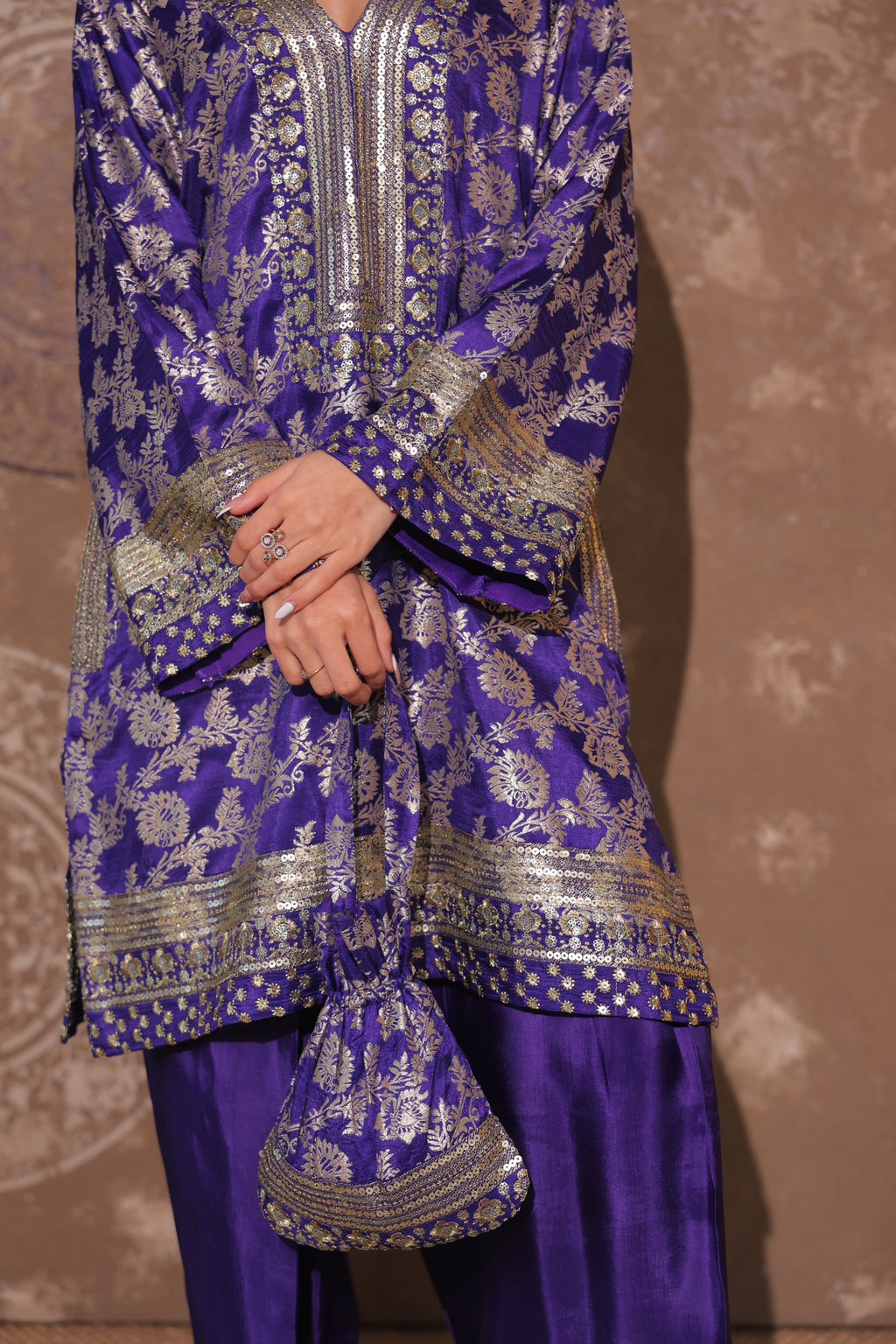 Royal Purple Brocade Co-ord Set