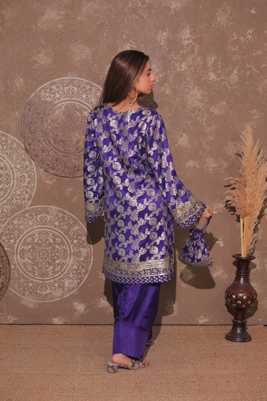 Royal Purple Brocade Co-ord Set