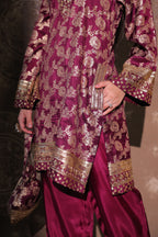 Maroon Brocade Co-ord Set