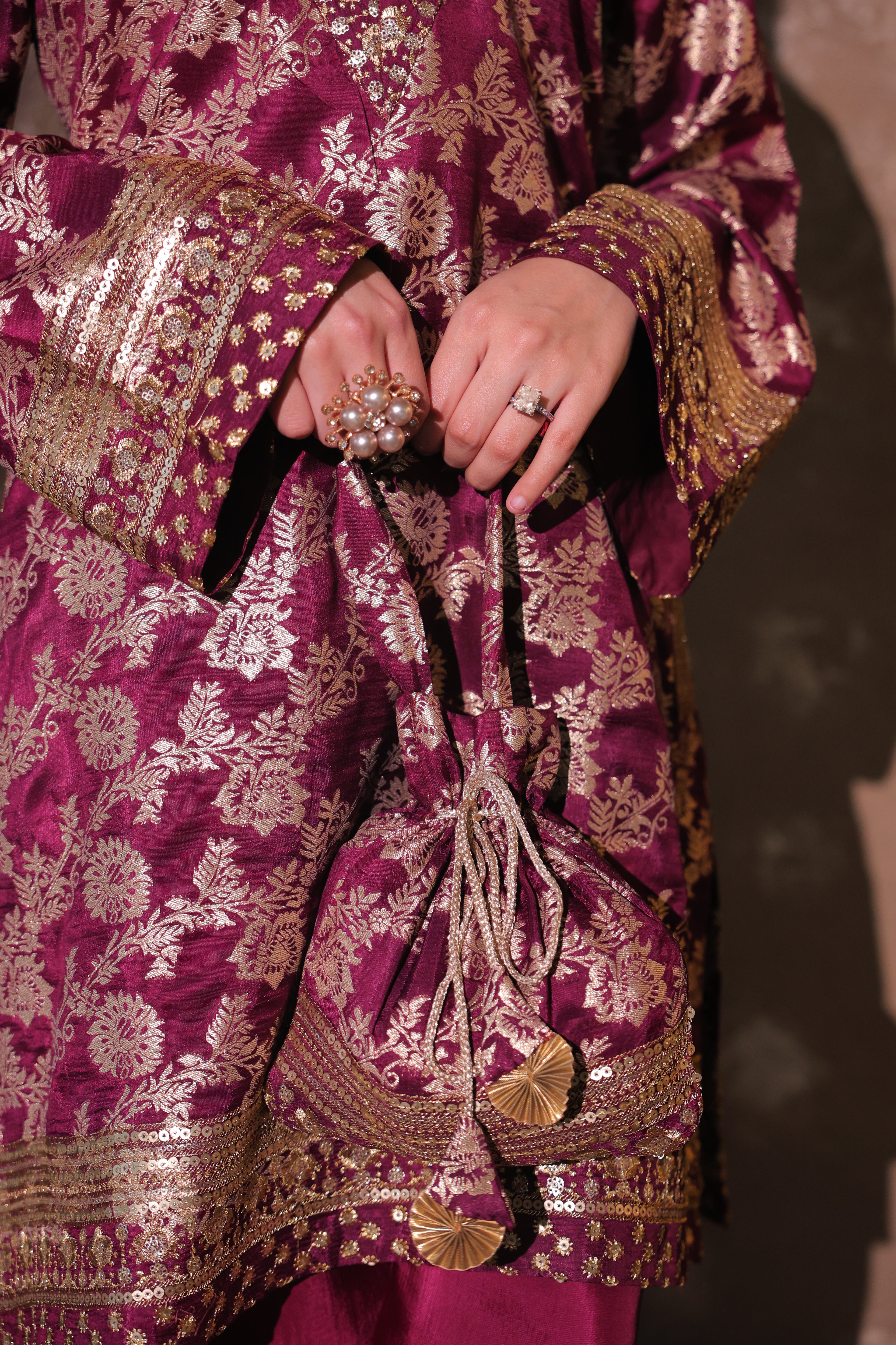Maroon Brocade Co-ord Set