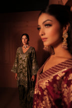 Mehendi Green Brocade Co-ord Set