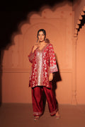Ruby Red Brocade Co-ord Set