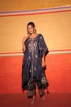 Midnight Black Brocade Kaftan Set