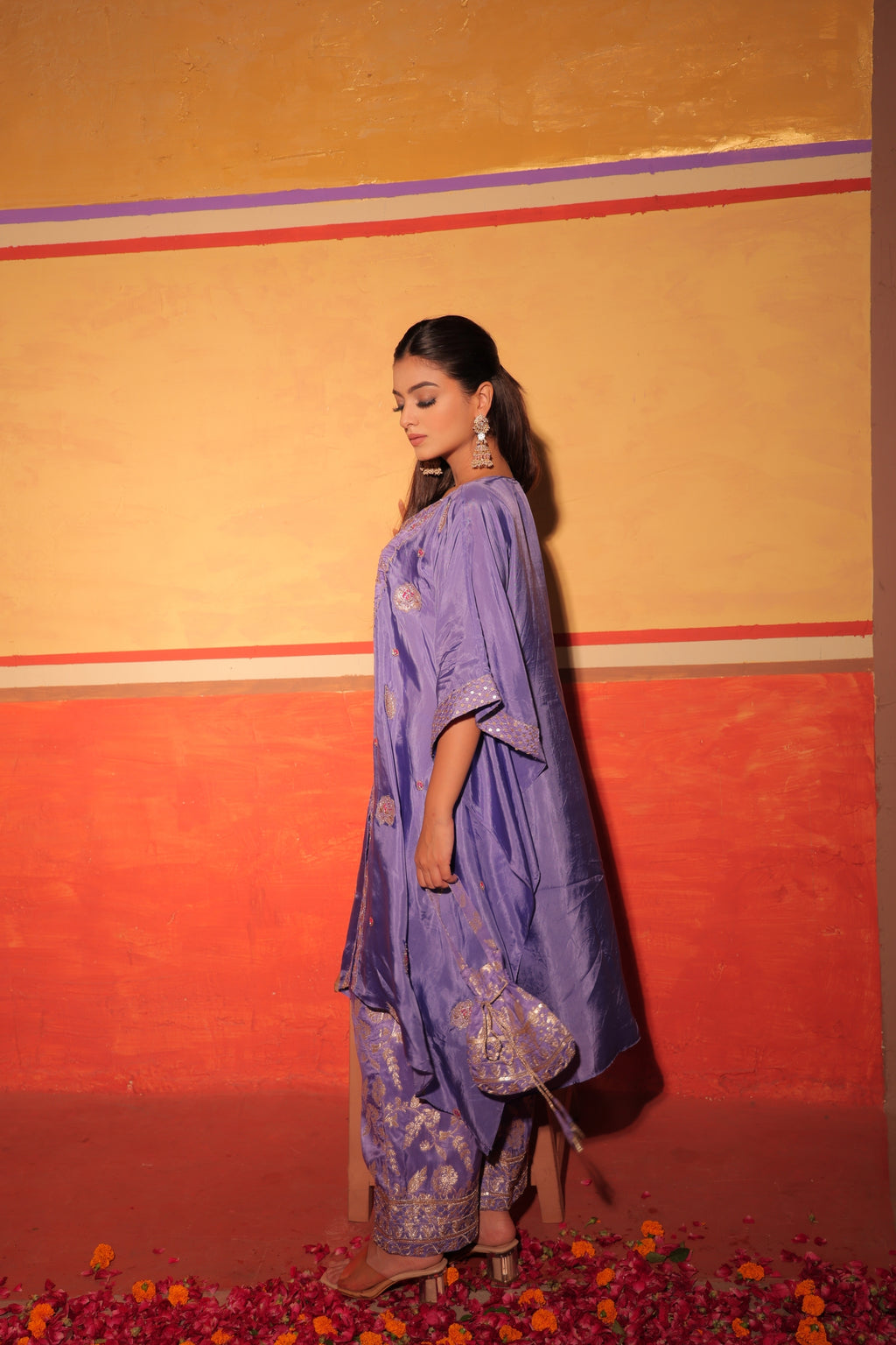 Lavender Brocade Kaftan Set