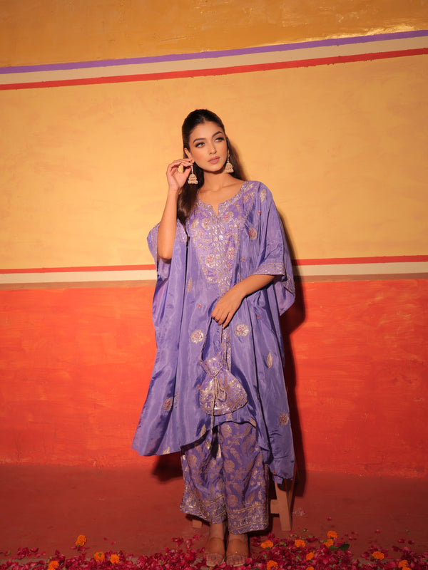 Lavender Brocade Kaftan Set
