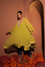 Lime Green Embroidered Kaftan Set