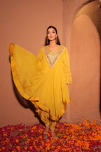 Mustard Yellow Embellished Kaftan Set